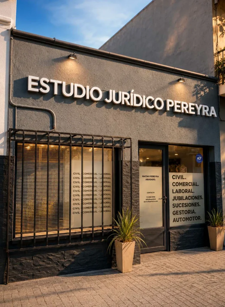 Frente del Estudio Jurídico Pereyra en Alejandro Korn